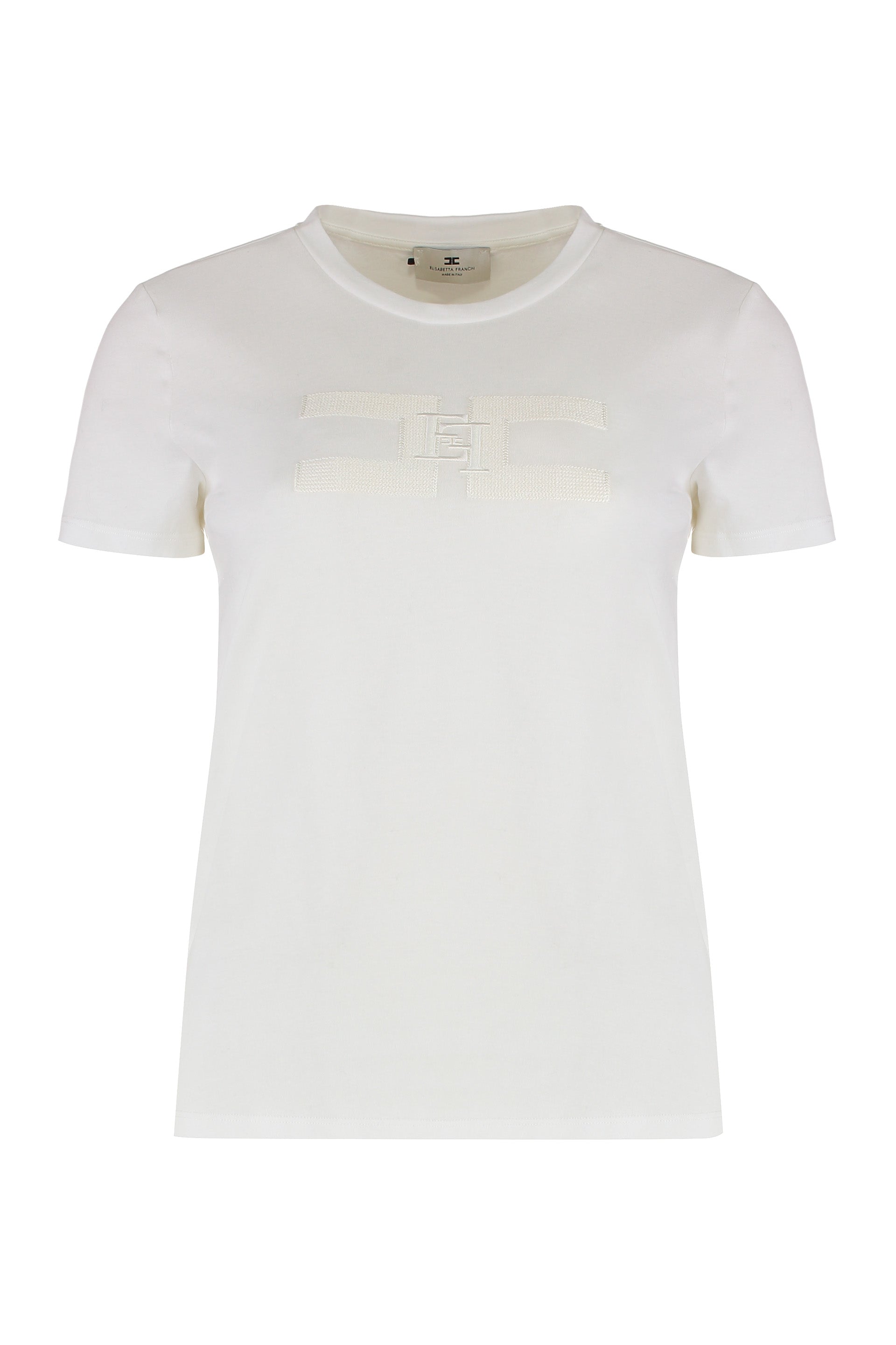 ELISABETTA FRANCHI Slim Fit Cotton T-Shirt with Embroidered Logo