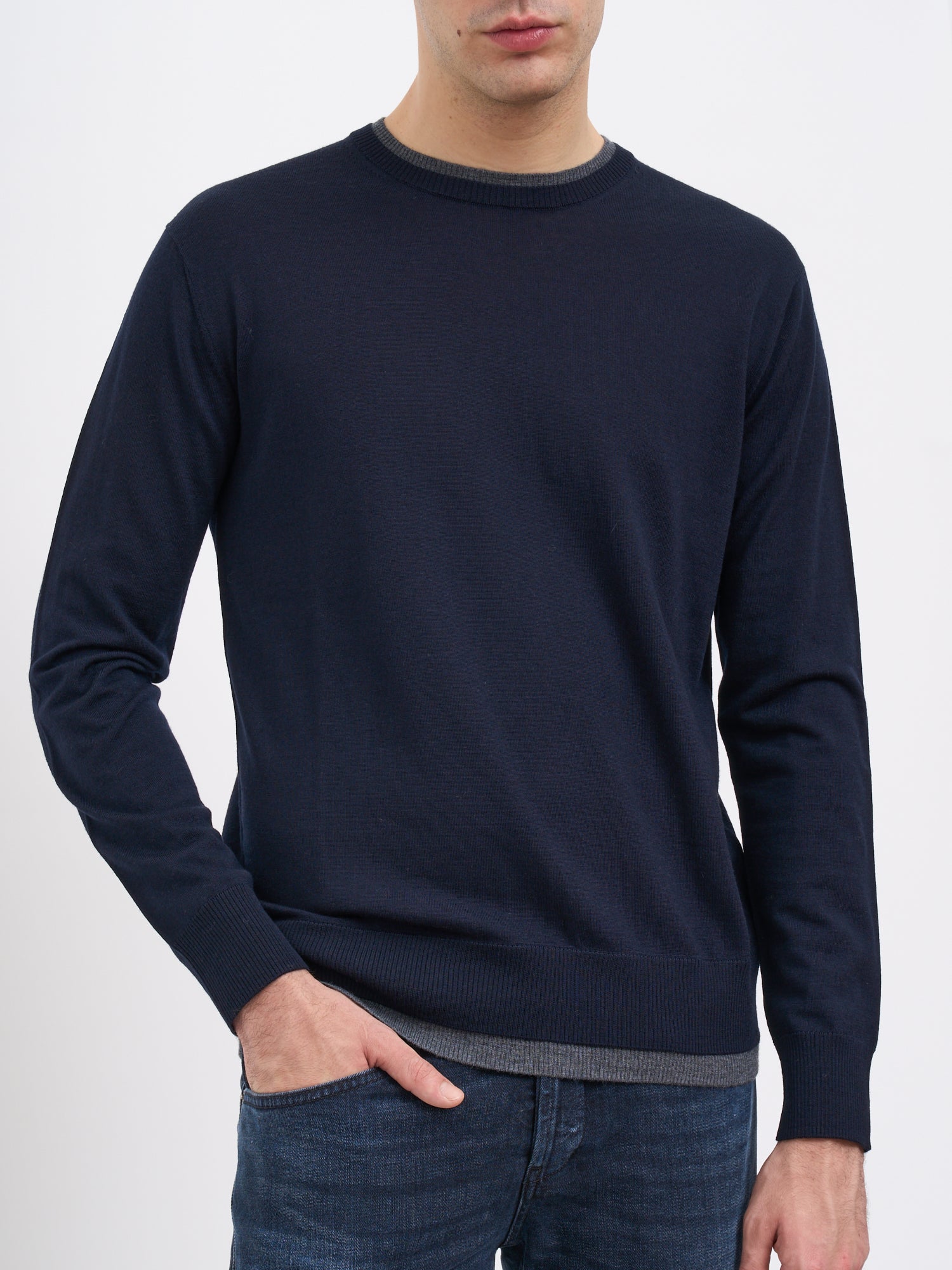 PAOLO PECORA Crew Neck Virgin Wool Sweater - Size Medium