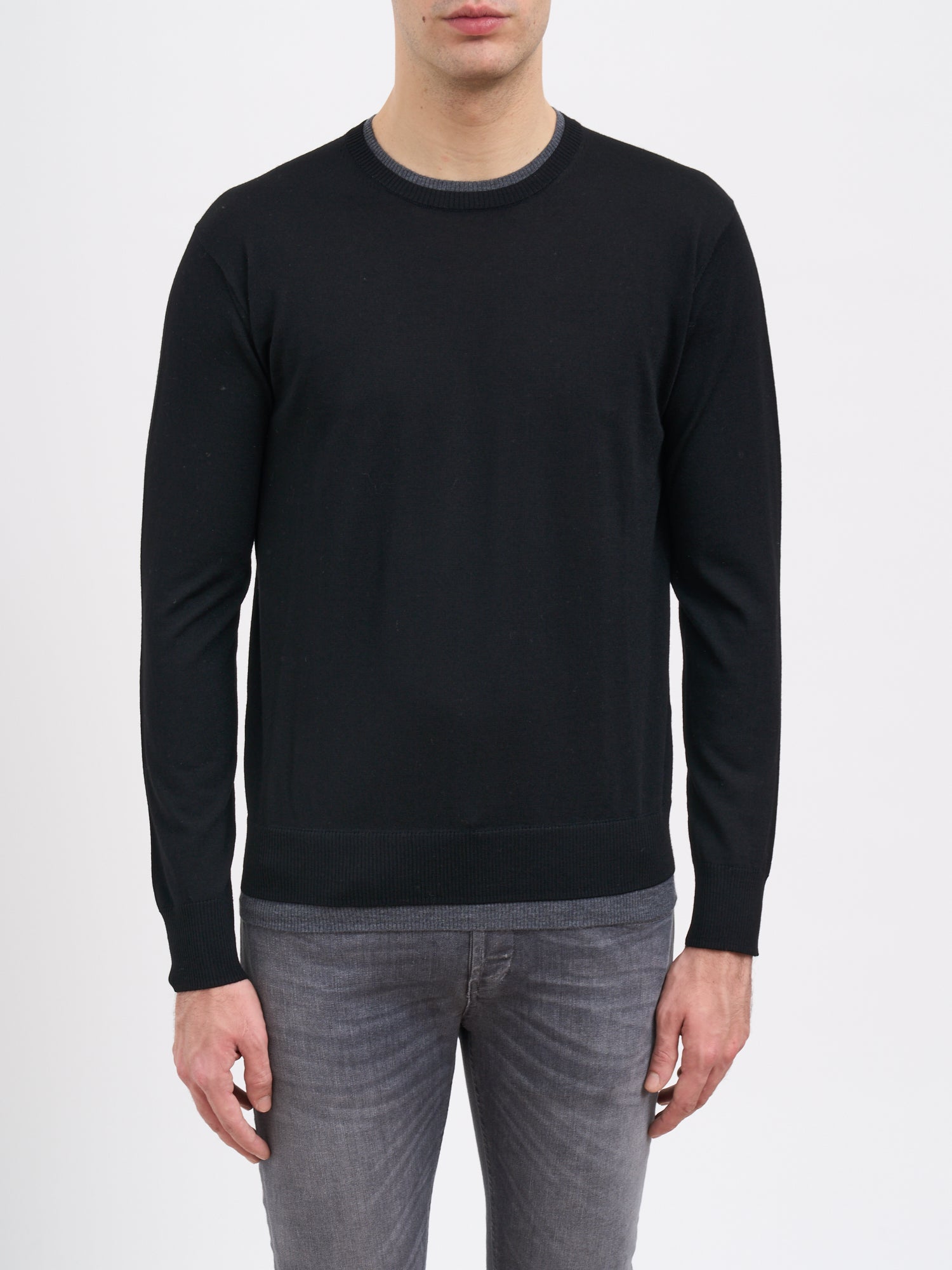 PAOLO PECORA Crew Neck Wool Sweater in Medium Size