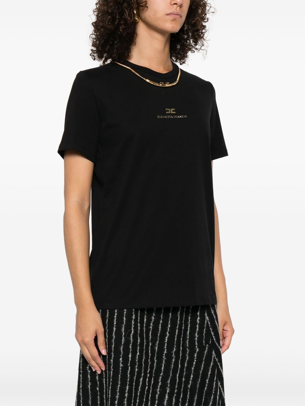 ELISABETTA FRANCHI Chain-Adorned Cotton T-Shirt