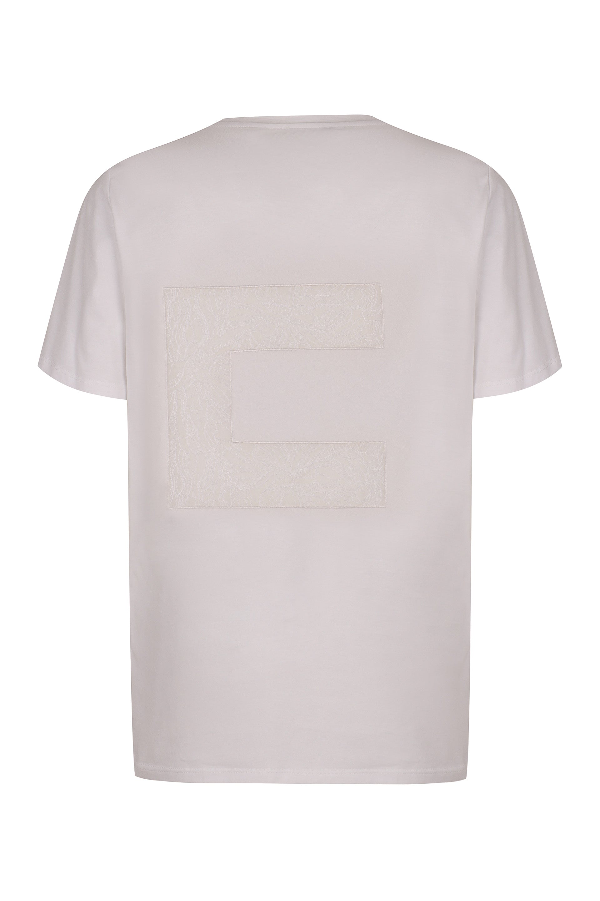 ELISABETTA FRANCHI Viscose Crew-Neck T-Shirt with Lace Inserts