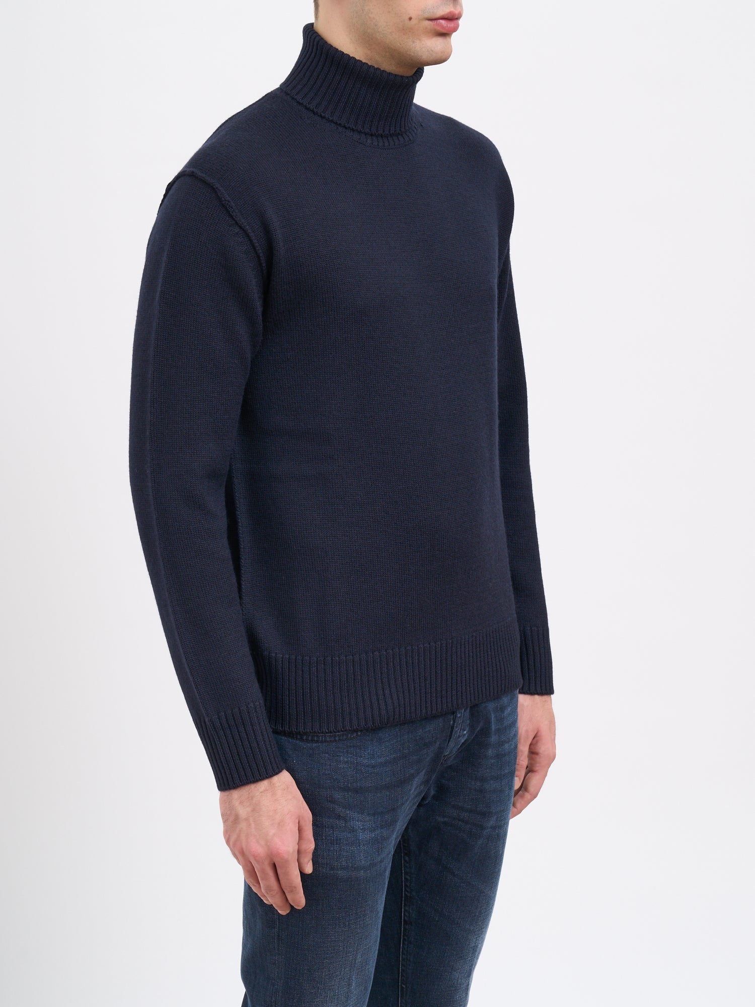 PAOLO PECORA Men's Wool High Neck Sweater - Medium Size