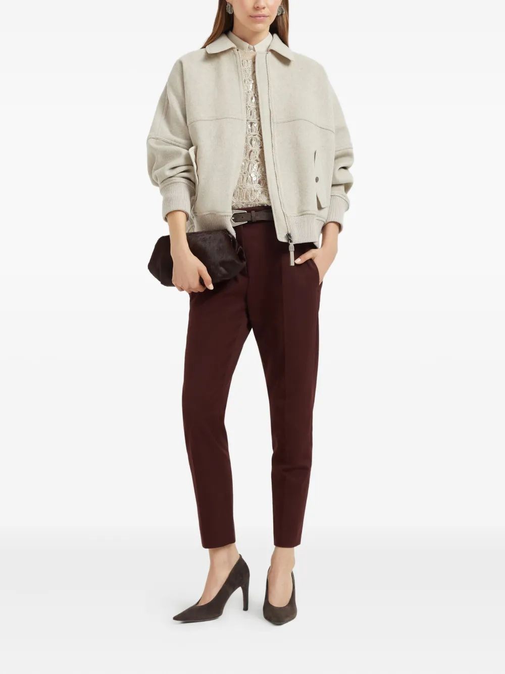 BRUNELLO CUCINELLI Stretch-Cotton Trousers with Button Fastening for Women