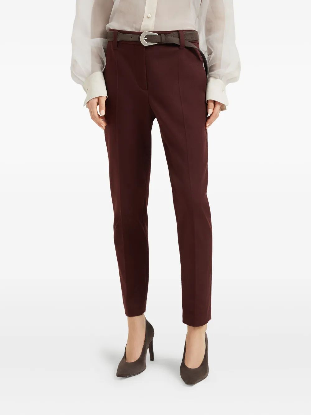 BRUNELLO CUCINELLI Stretch-Cotton Trousers with Button Fastening for Women
