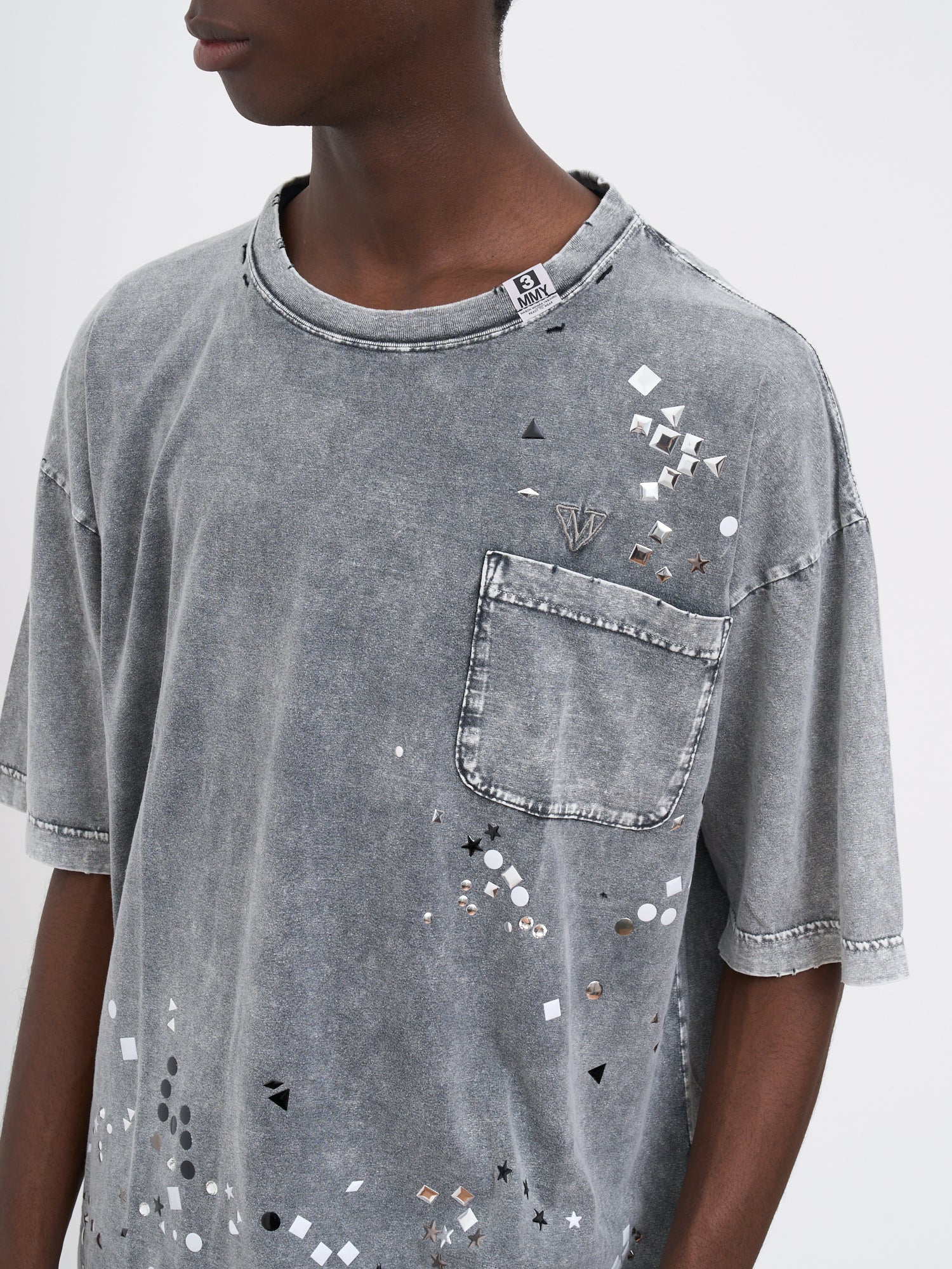 MAISON MIHARA YASUHIRO	 Embellished Bleached T-Shirt - Size 48