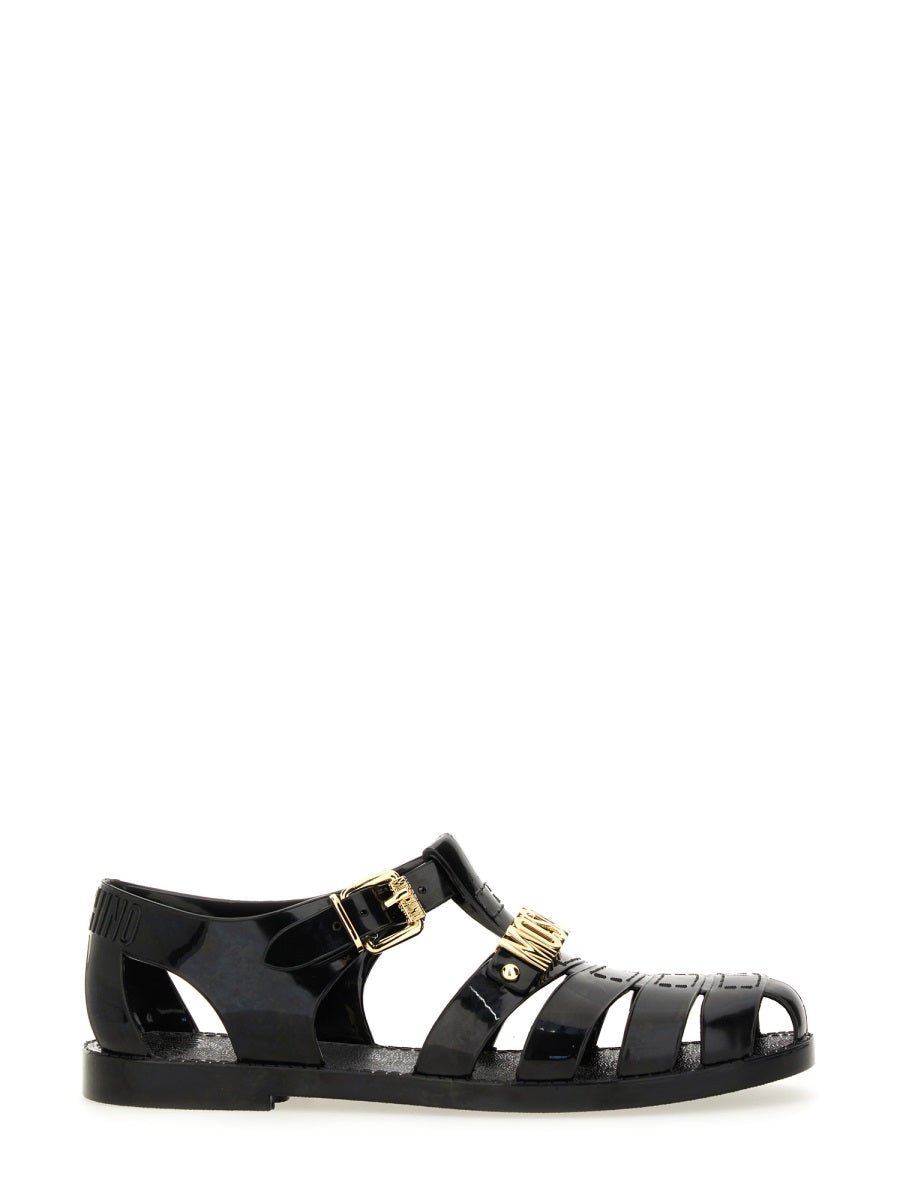 MOSCHINO Jelly Sandal with Bold Lettering Logo