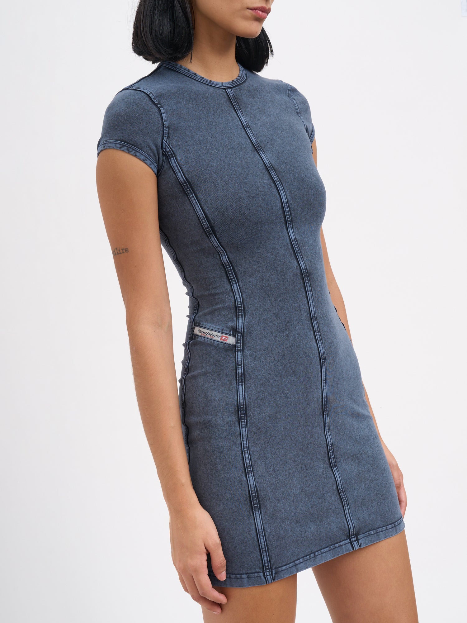 DIESEL Crew Neck Short Sleeve Mini Dress - Size S