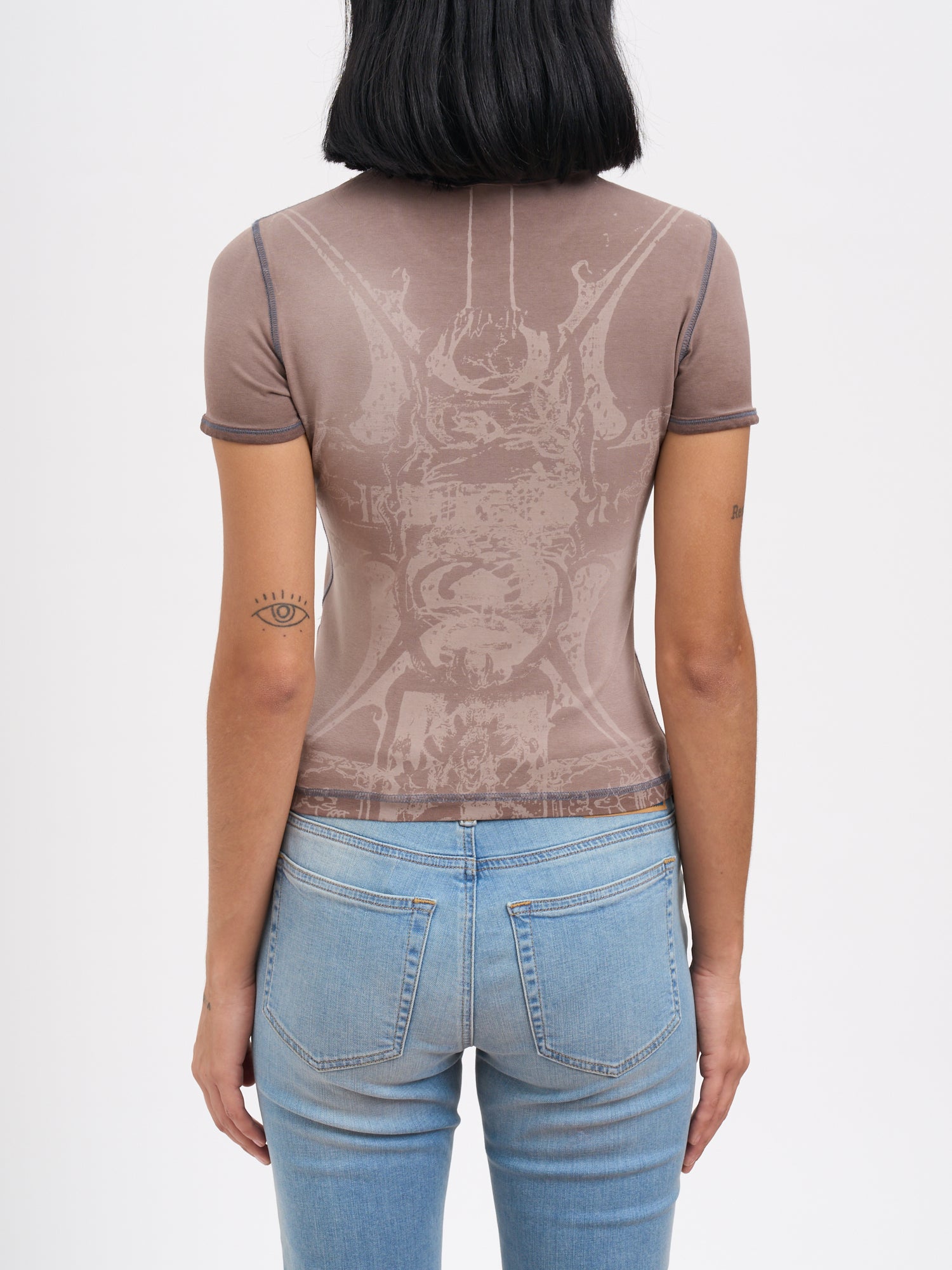 DIESEL Slim Fit Crew Neck T-Shirt with Digital and Mylar Print for Women