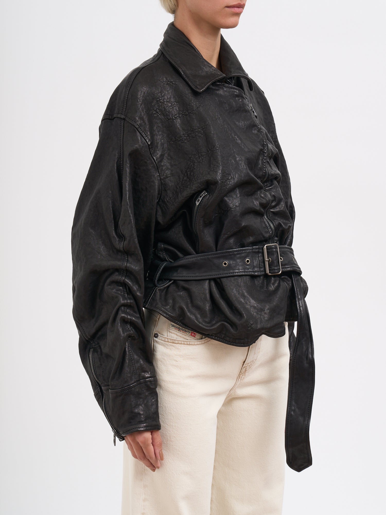 DIESEL Leather Motorcycle Jacket for Women - FW25 Collection