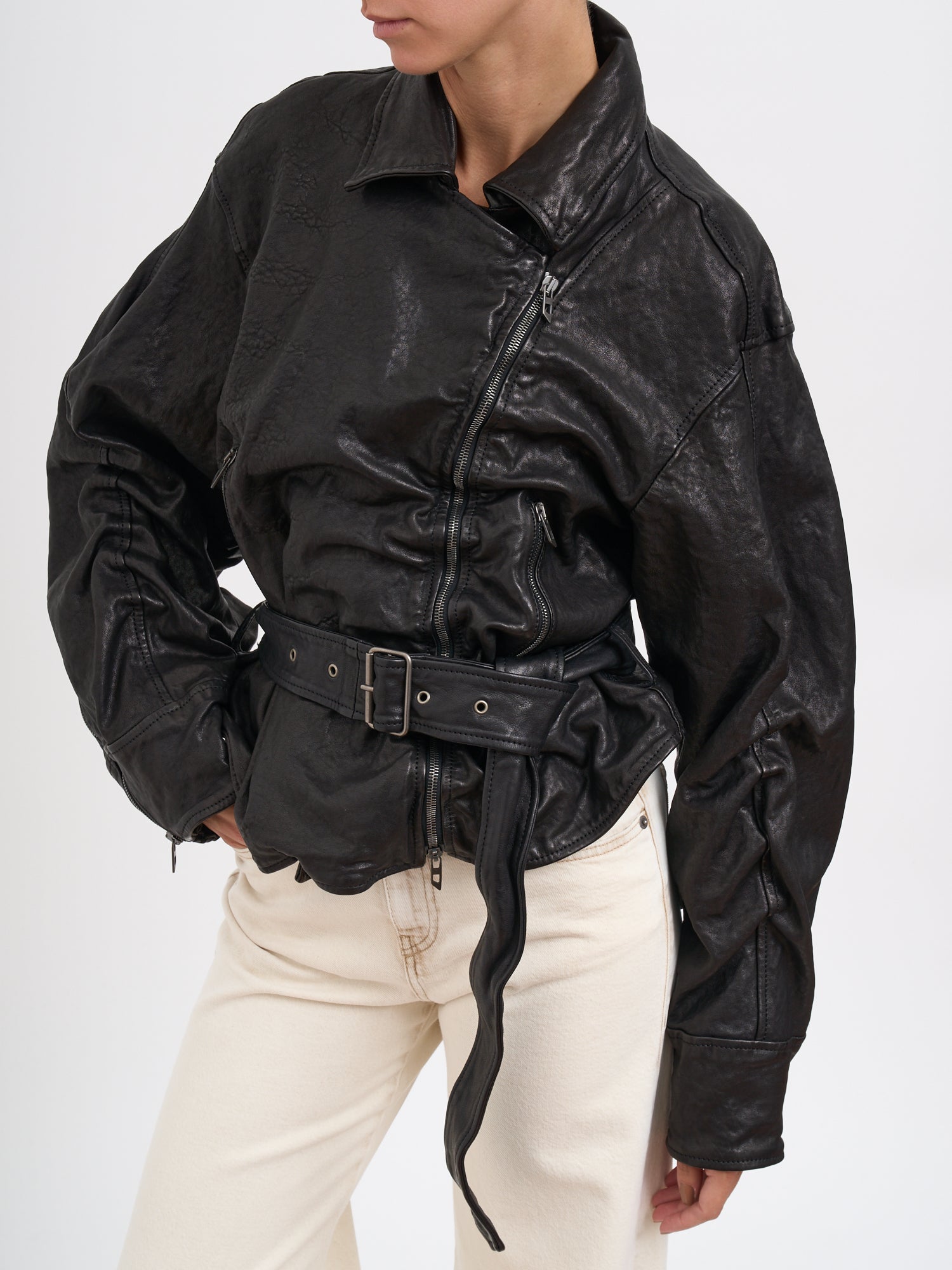 DIESEL Leather Motorcycle Jacket for Women - FW25 Collection