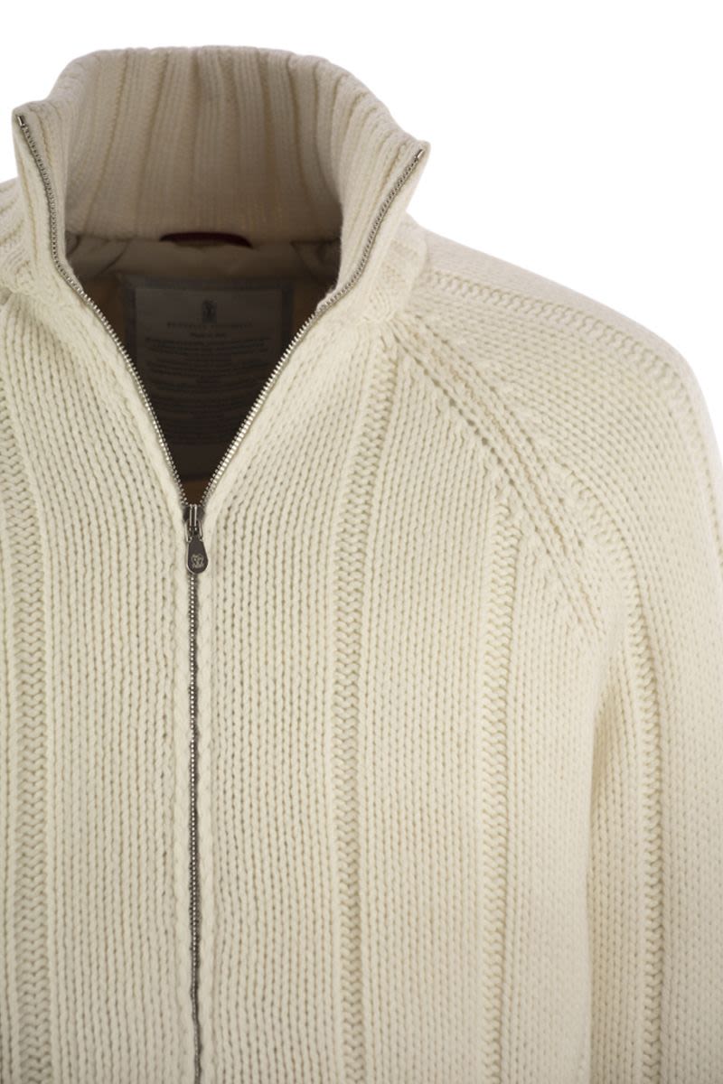 BRUNELLO CUCINELLI Cashmere Knit Down Jacket with Zip for Men