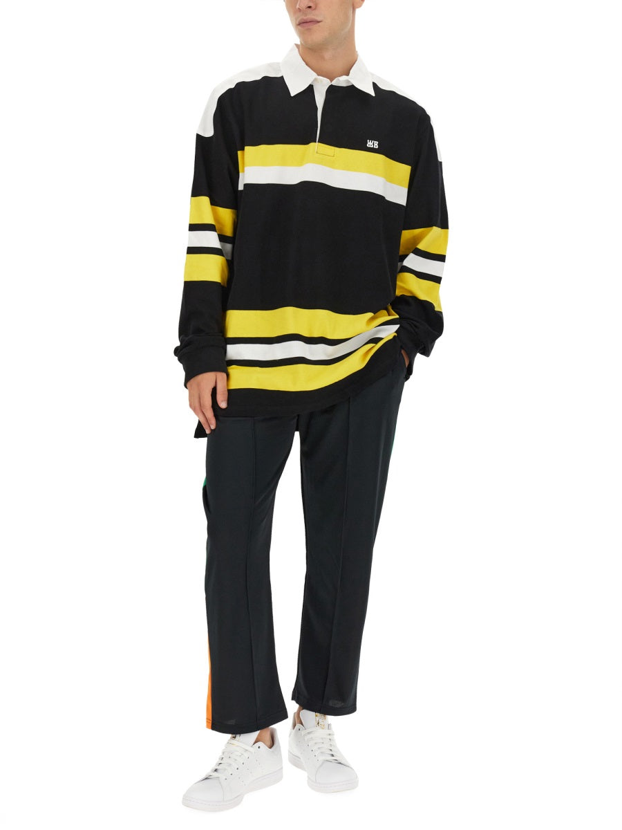 WALES BONNER Oversized Stripe Pattern Polo Shirt - Size L