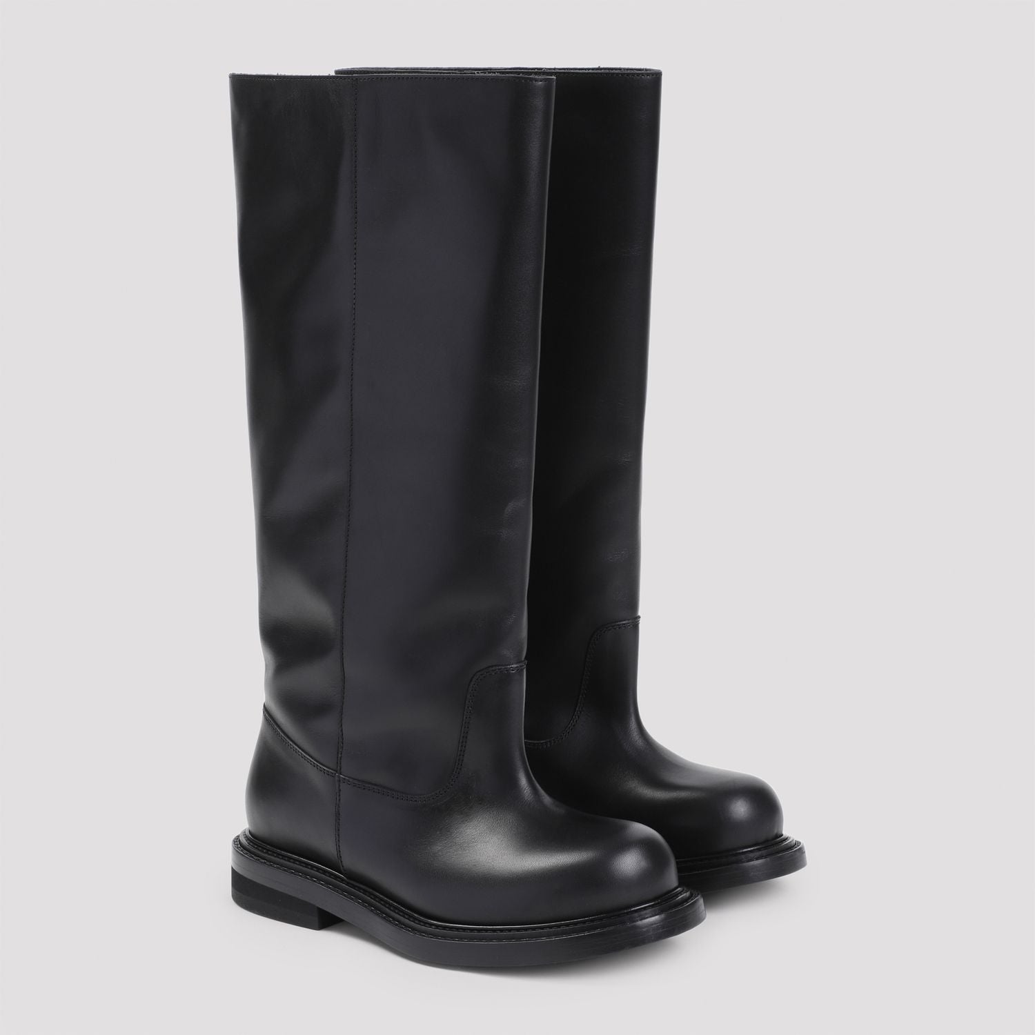 MOSCHINO COUTURE Couture Leather Boots with 2.5cm Heel Height