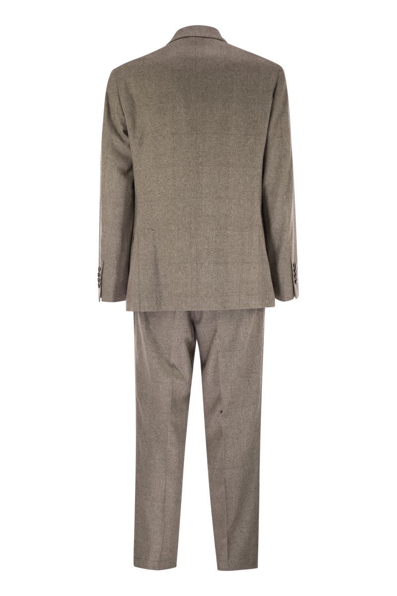 BRUNELLO CUCINELLI Prince of Wales Flannel Suit in Silk, Wool, and Cashmere