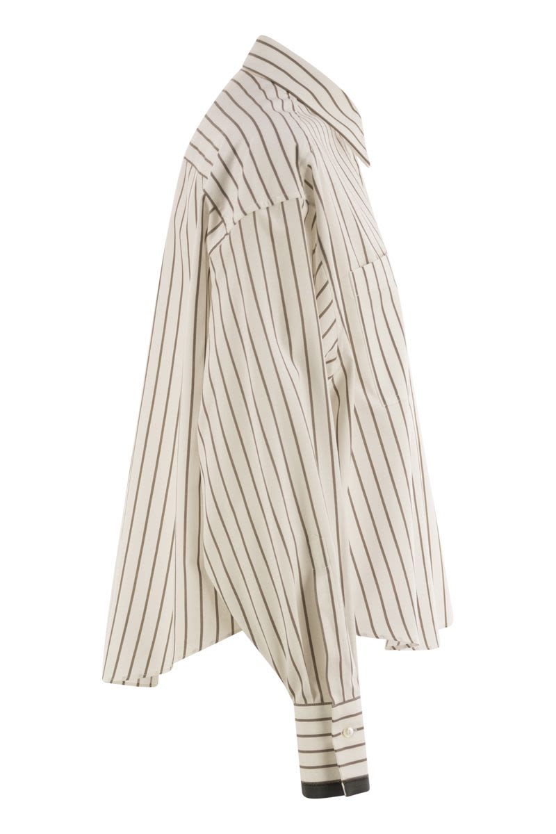 BRUNELLO CUCINELLI Striped Cotton Twill Shirt with Shiny Cuffs