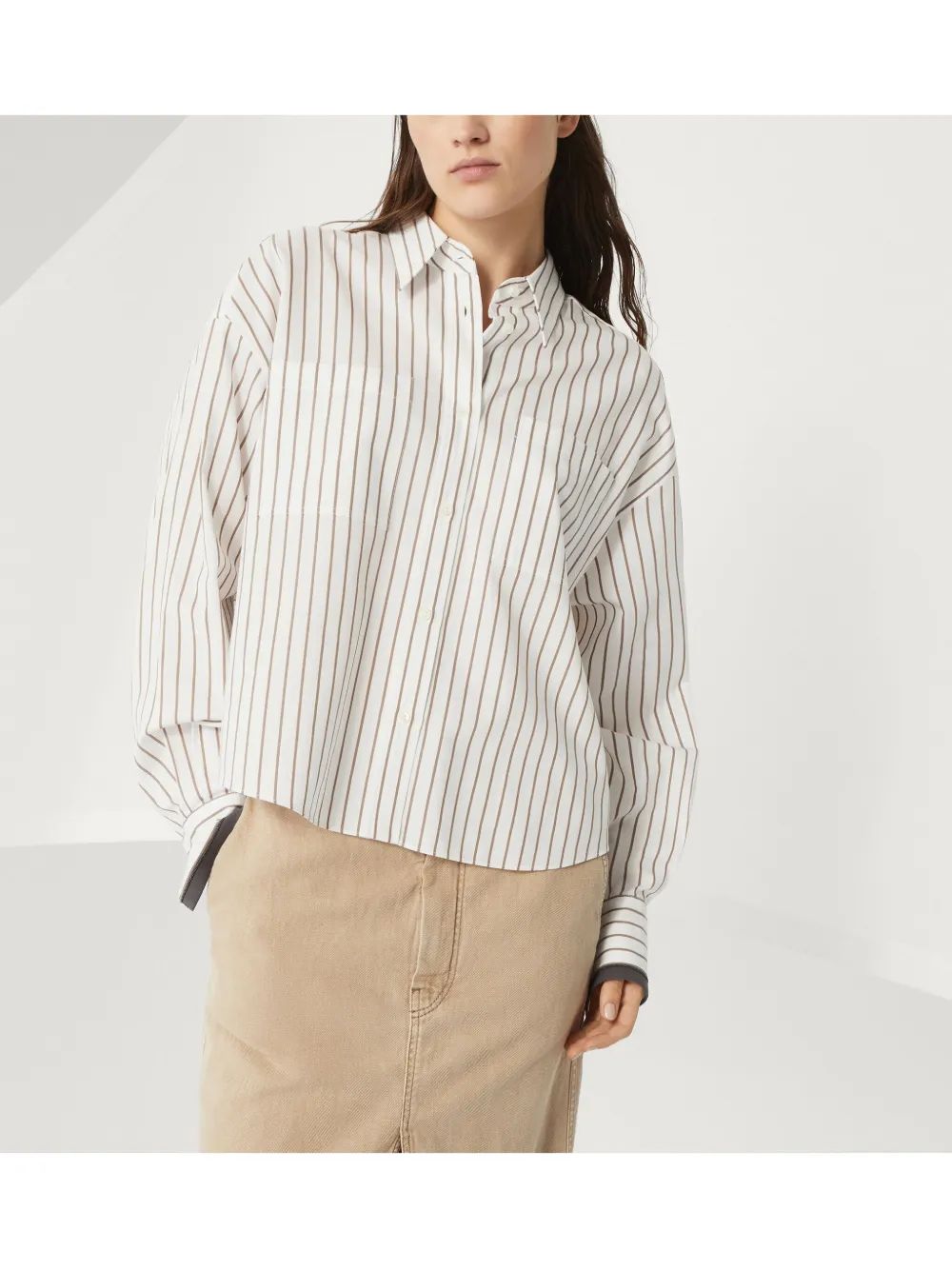 BRUNELLO CUCINELLI Striped Cotton Shirt for Women - SS25