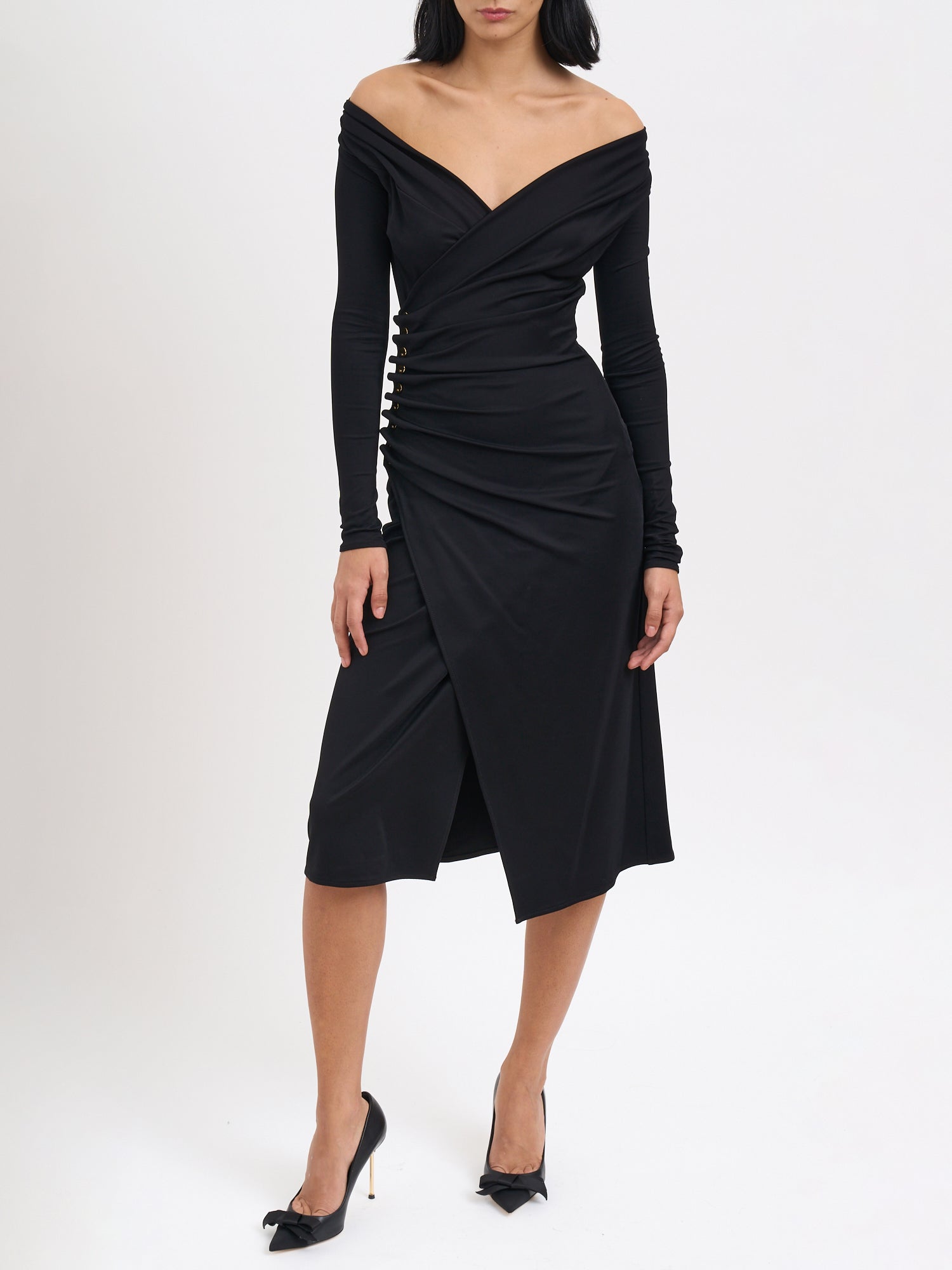 ELISABETTA FRANCHI Elegant Dress with Jewel Buttons - Size 40 IT