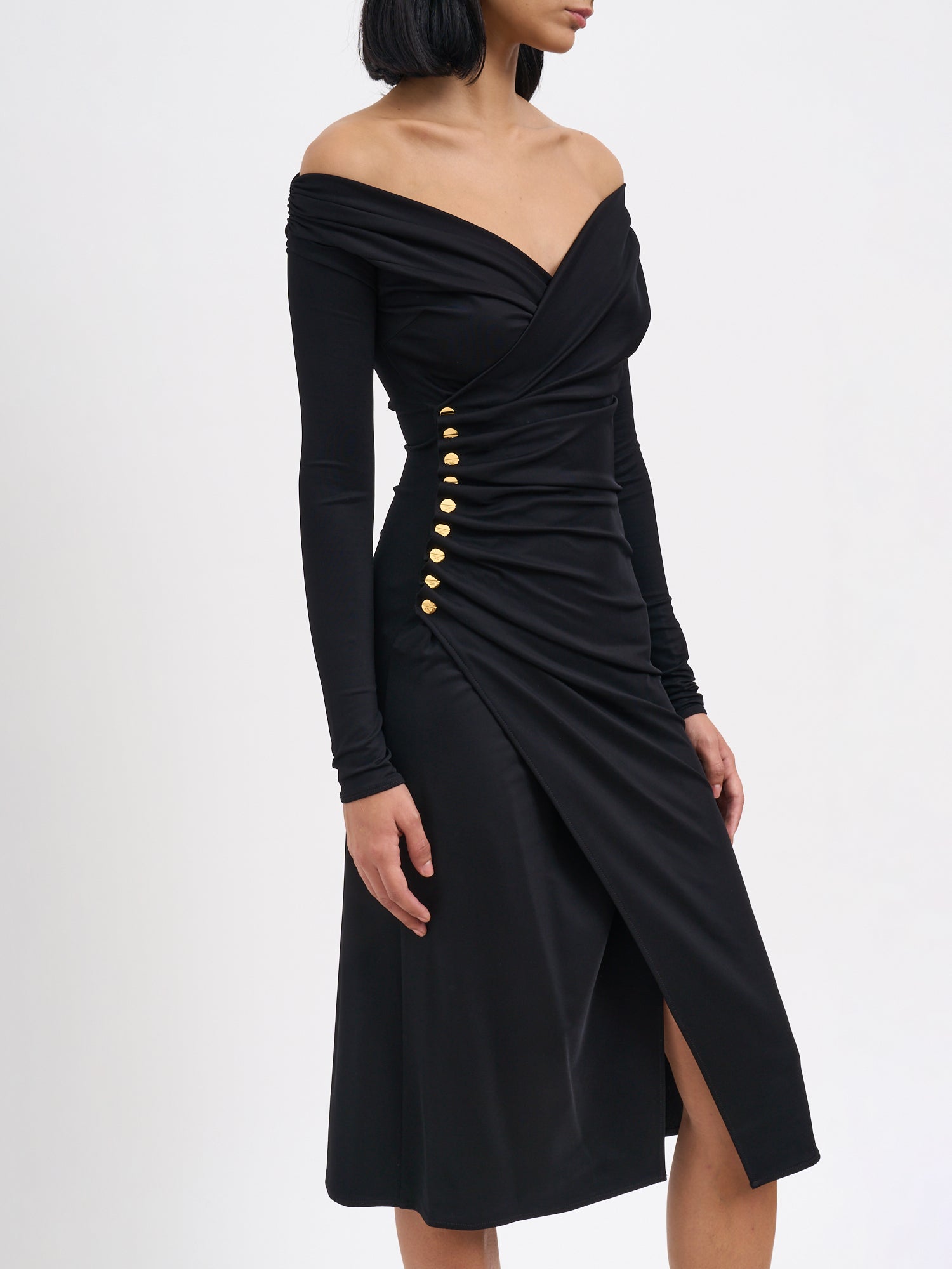 ELISABETTA FRANCHI Elegant Dress with Jewel Buttons - Size 40 IT