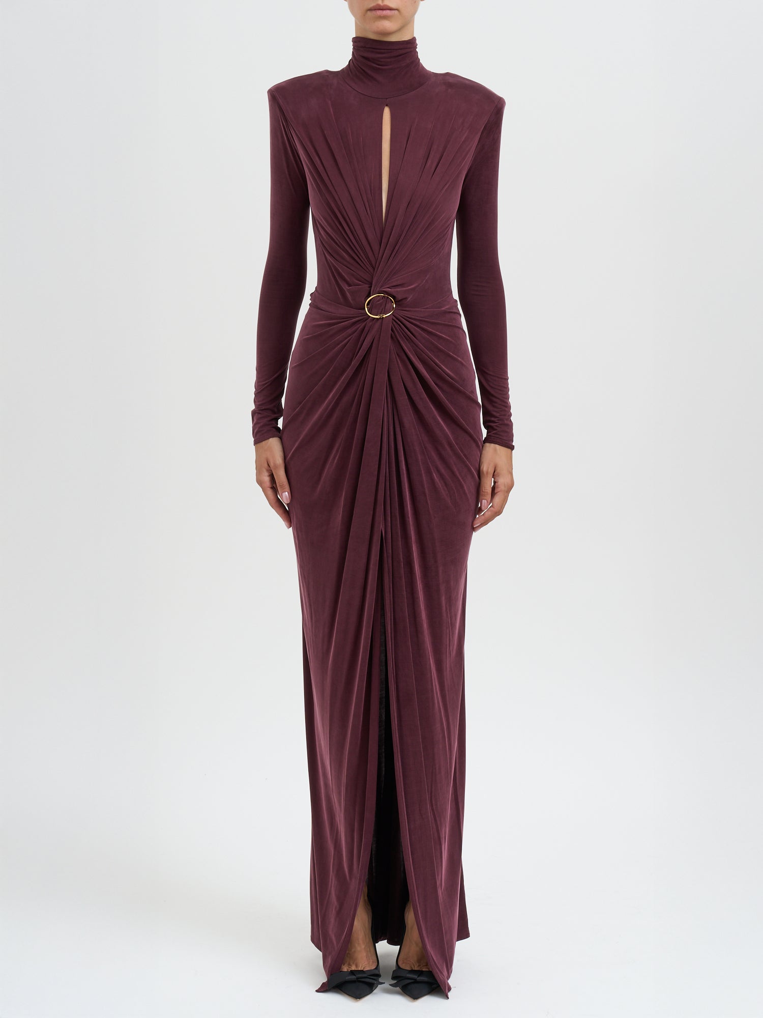 ELISABETTA FRANCHI Red Carpet Mini Dress with Draping - Size 40