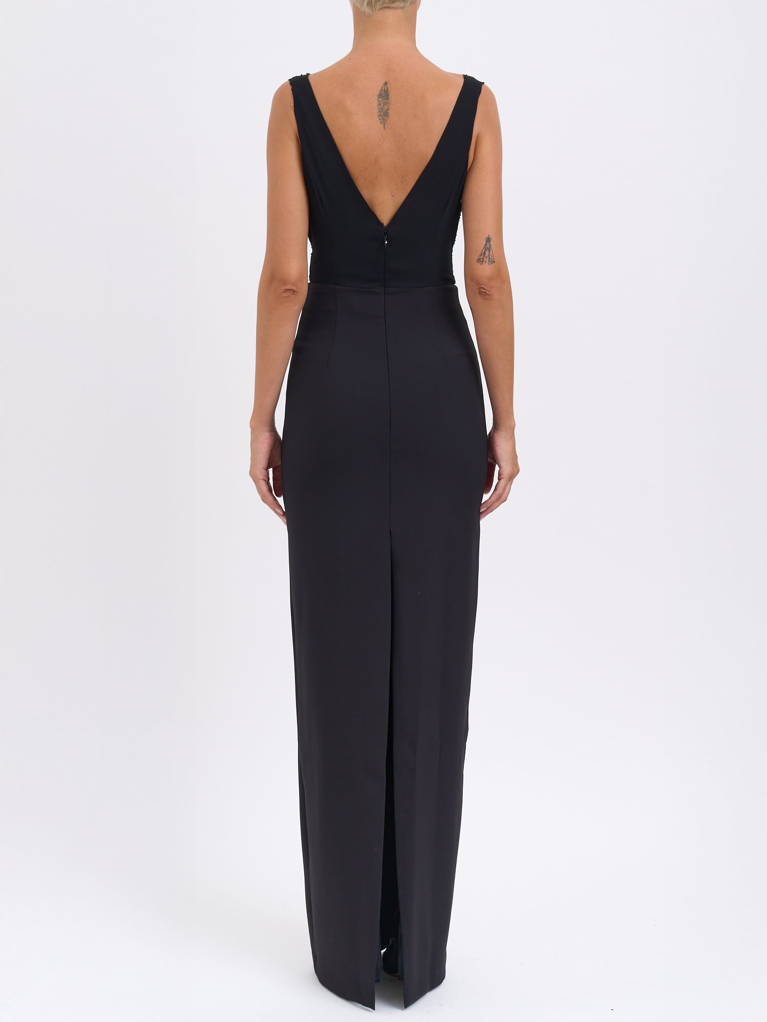 ELISABETTA FRANCHI Elegant Red Carpet Georgette Dress - Size 40