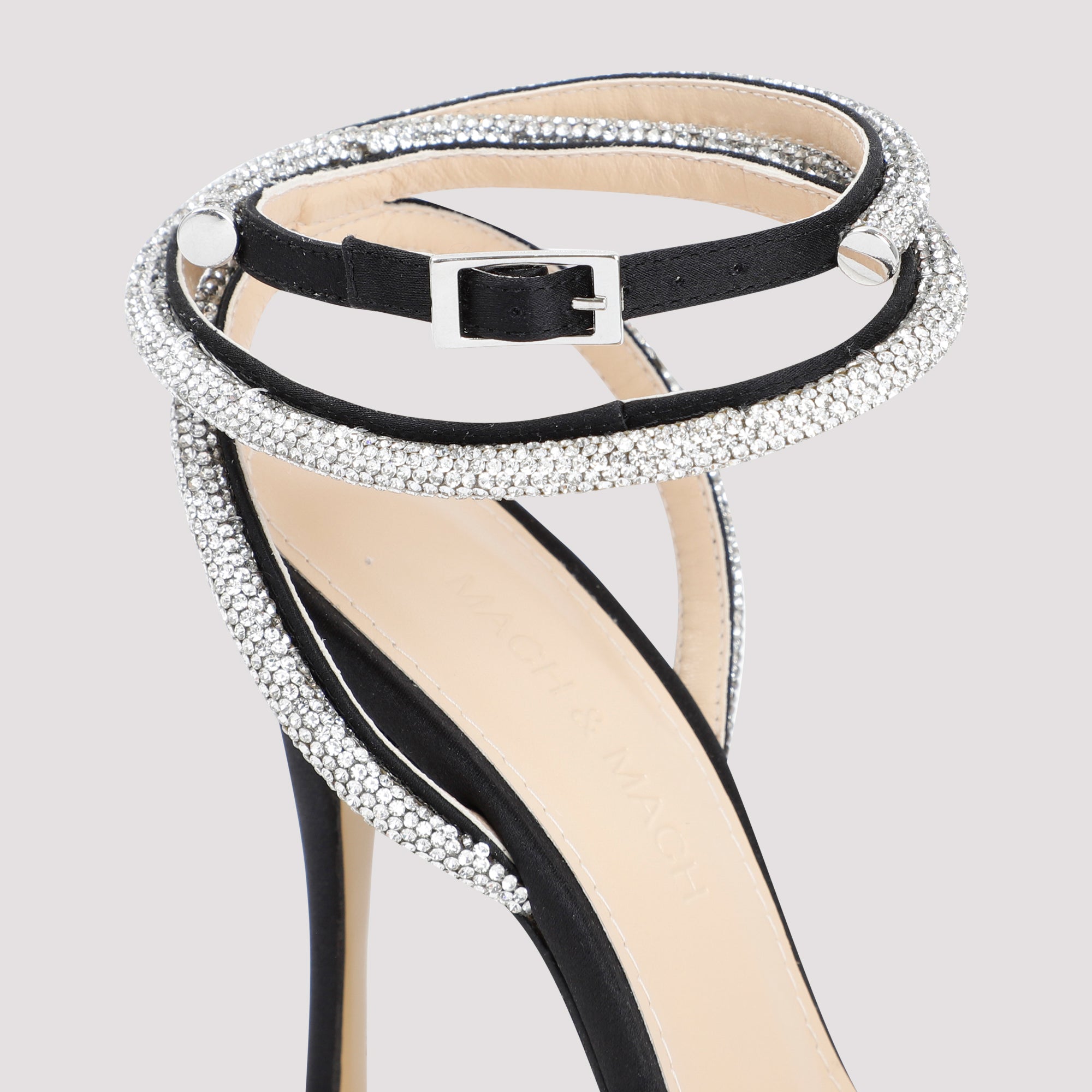 MACH & MACH Elegant Stiletto Sandals with Crystal Embellishments