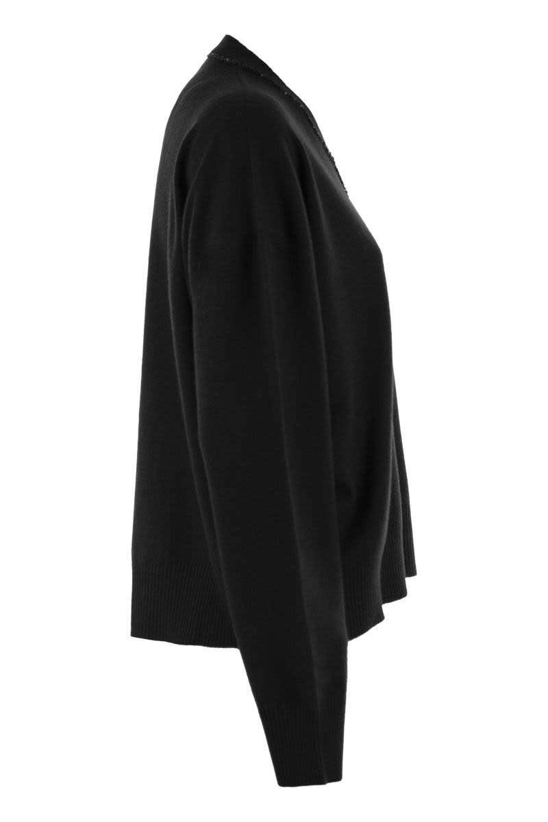 FABIANA FILIPPI V-Neck Sweater with Sequins - Women's Oversized Fit