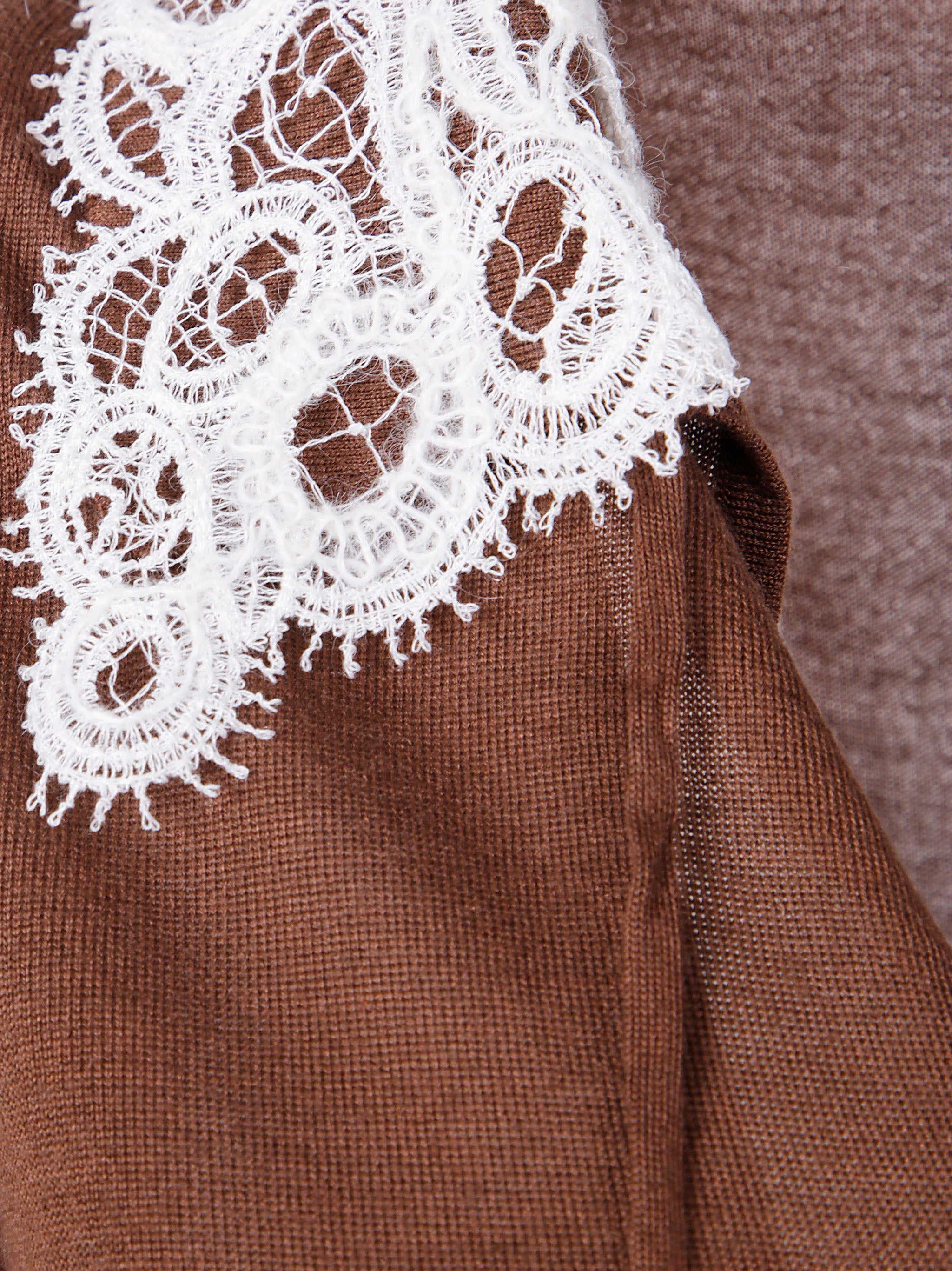 FABIANA FILIPPI Polo with Lace Collar and Pepita Detail