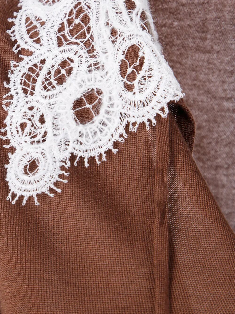 FABIANA FILIPPI Polo with Lace Collar and Pepita Detail