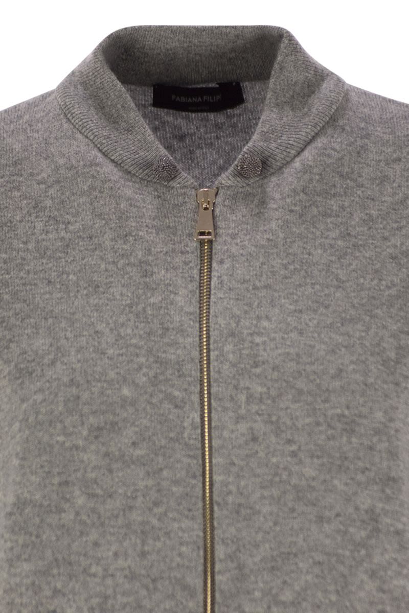 FABIANA FILIPPI Elegant Women's Bomber Jacket with Ball Pins Detail