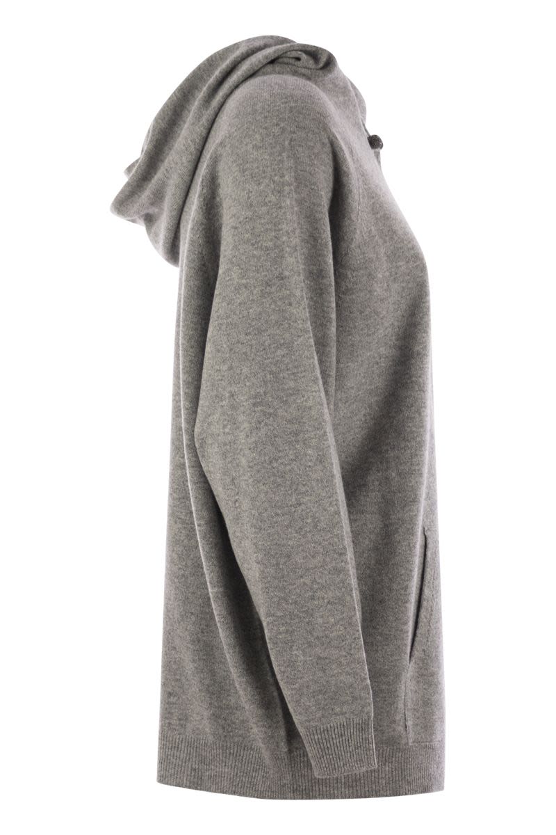 FABIANA FILIPPI Luxury Knit Hoodie with Diamond Thread Detail