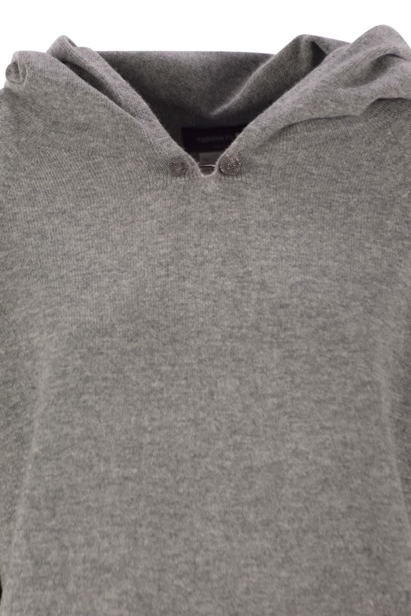 FABIANA FILIPPI Luxury Knit Hoodie with Diamond Thread Detail
