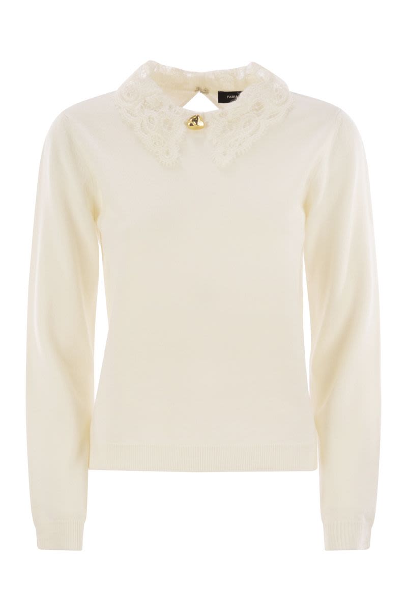 FABIANA FILIPPI Platinum T-Shirt with Macramé Lace