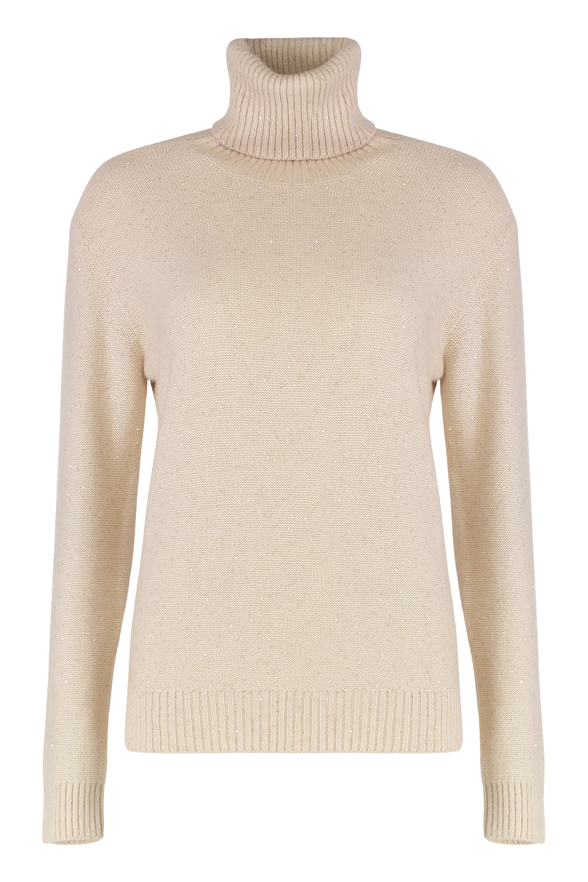 FABIANA FILIPPI Elegantly Embellished Wool Blend Turtleneck Sweater