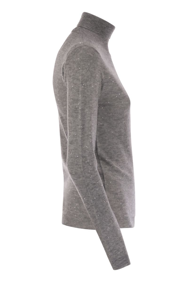 FABIANA FILIPPI High-Necked Slim Fit Wool Sweater with Sequins