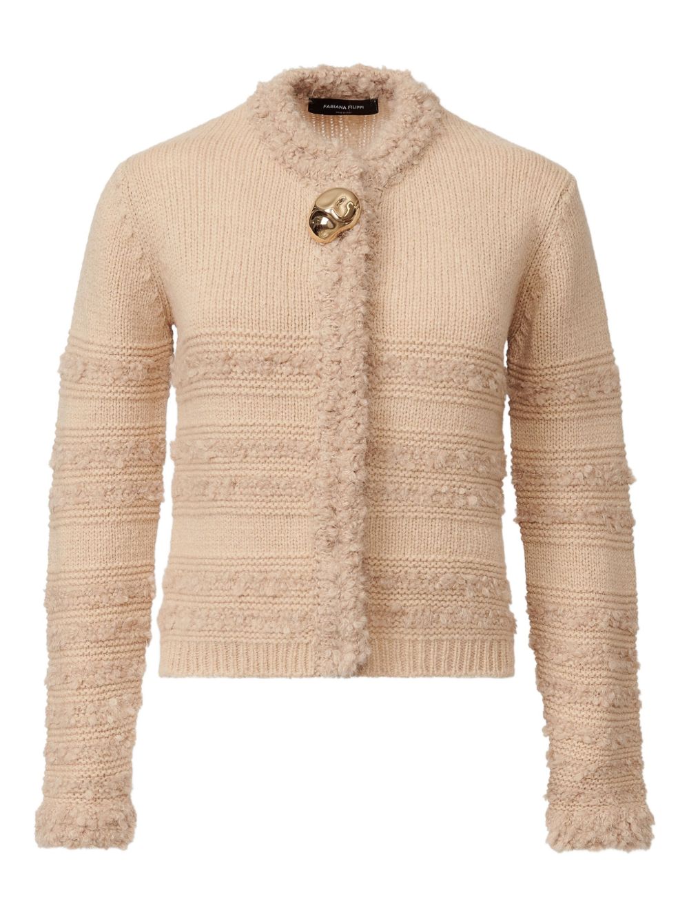 FABIANA FILIPPI Textured Knit Wool Jacket with Decorative Button Details - Women's Outerwear
