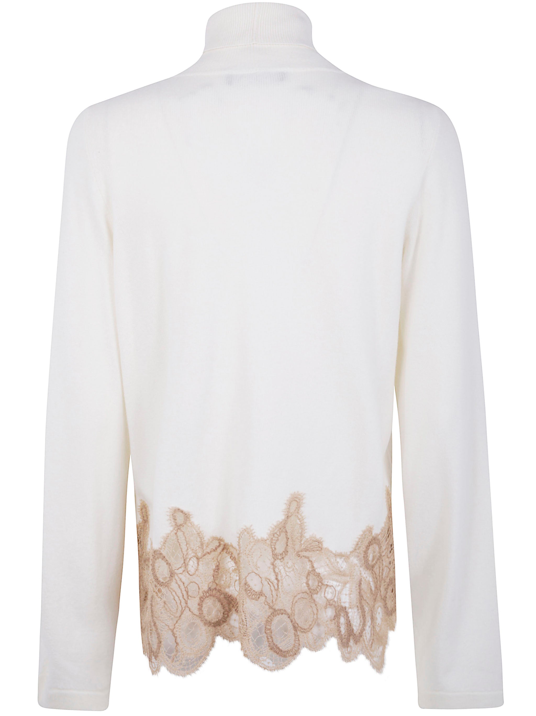 FABIANA FILIPPI Women's Turtle Neck Sweater with Lace Band
