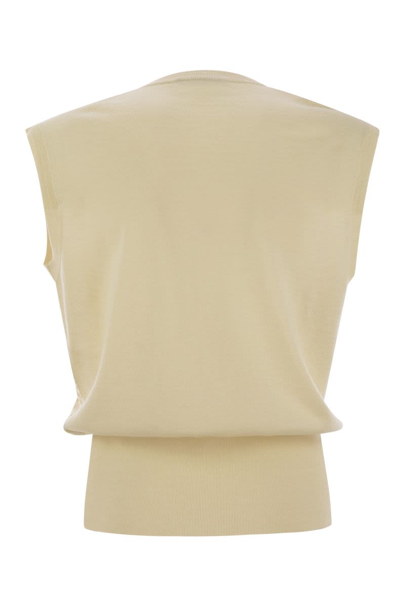 FABIANA FILIPPI Slim Fit Wool and Cotton Sleeveless Waistcoat with Sequins