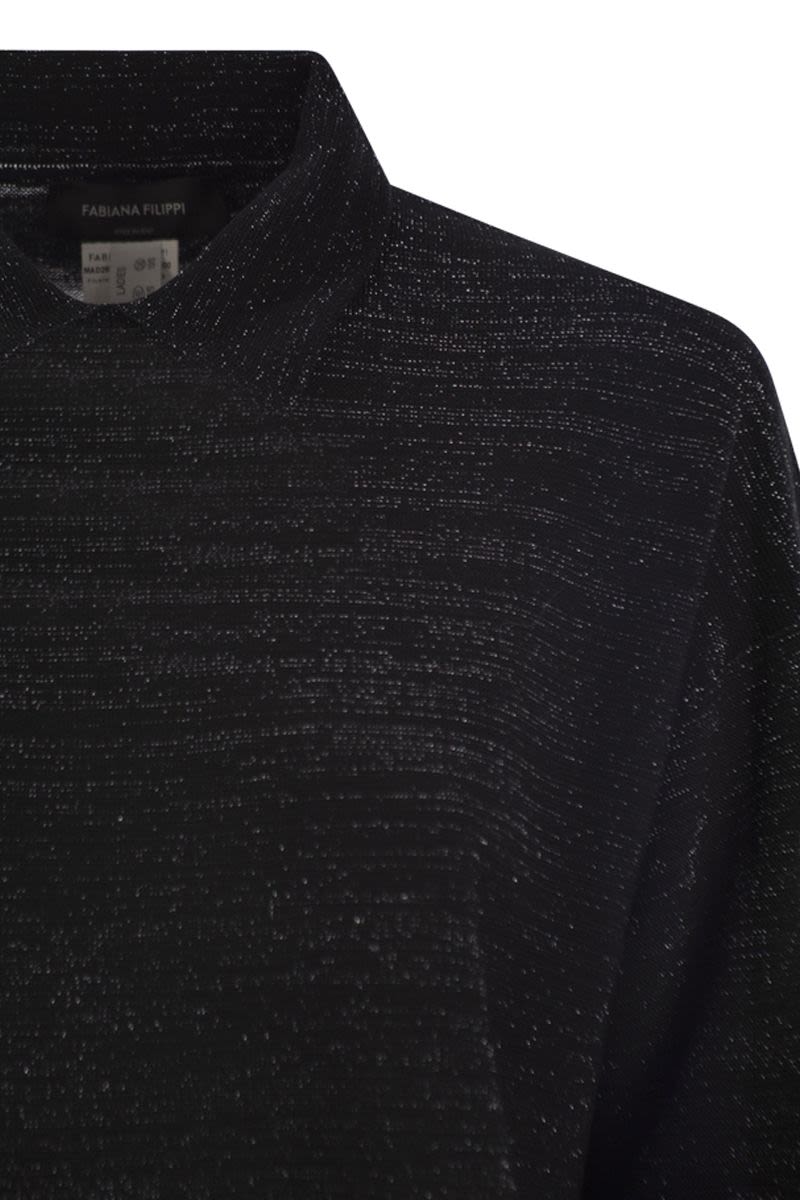 FABIANA FILIPPI Cotton and Lurex Polo Neck Sweater