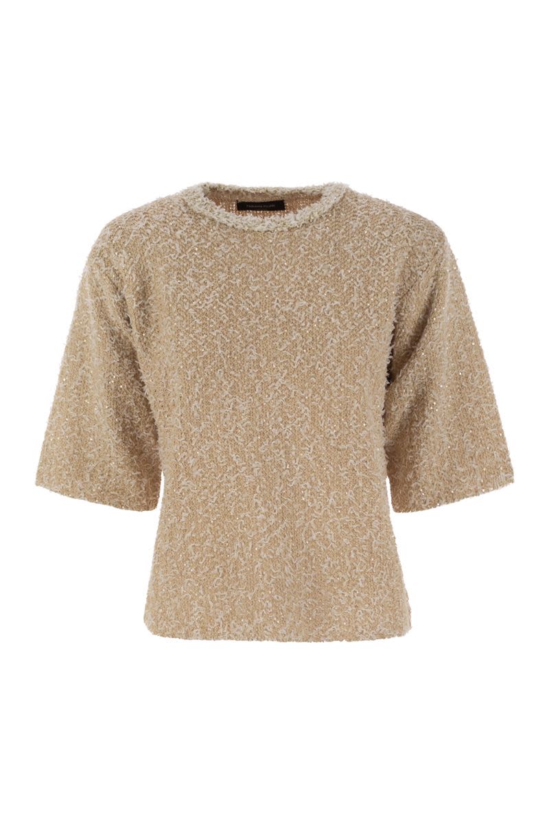 FABIANA FILIPPI Tweed-Effect Crew Neck T-Shirt for Women