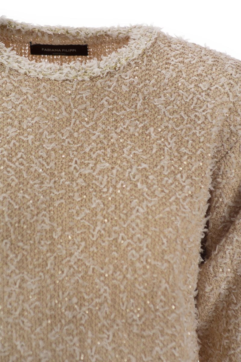 FABIANA FILIPPI Tweed-Effect Crew Neck T-Shirt for Women