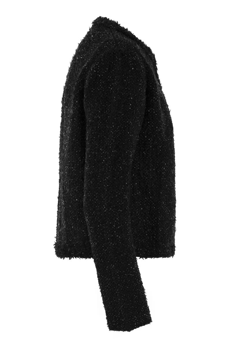 FABIANA FILIPPI Elegant Open-Weave Tweed Mini Cardigan