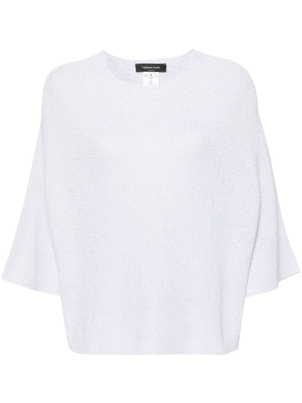 FABIANA FILIPPI Metallic Knit Sweater with Three-Quarter Sleeves