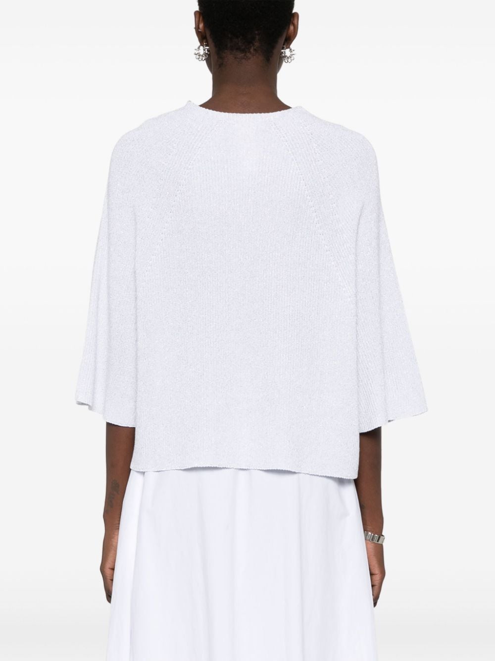 FABIANA FILIPPI Metallic Knit Sweater with Three-Quarter Sleeves