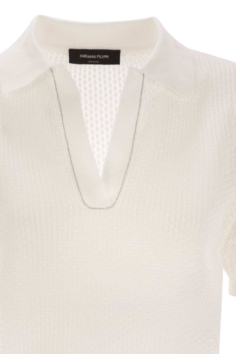 FABIANA FILIPPI Diamond Thread Polo-Cut Sweater for Women