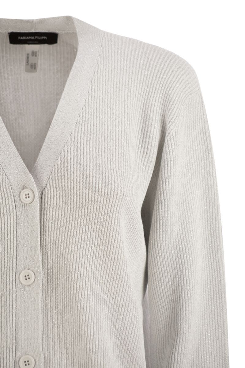 FABIANA FILIPPI Timeless V-Neck Cardigan with English Ribbing