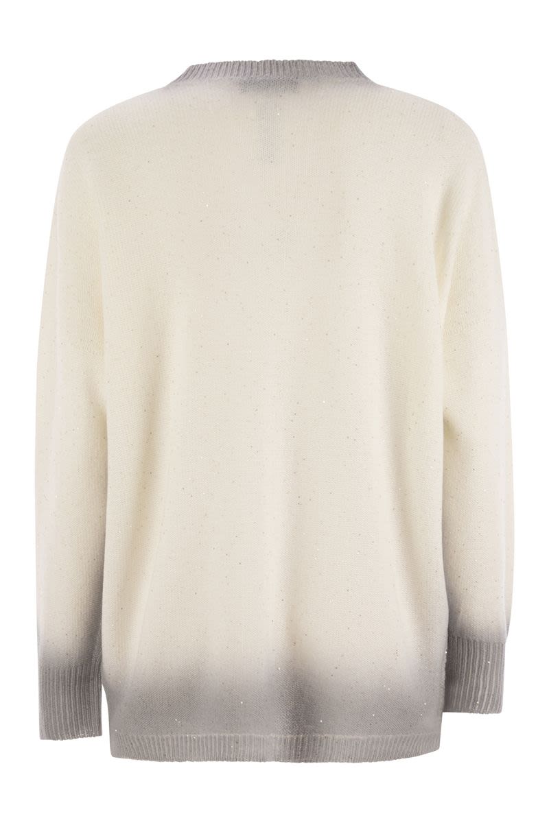 FABIANA FILIPPI V-Neck Cotton-Linen T-Shirt with Sequins