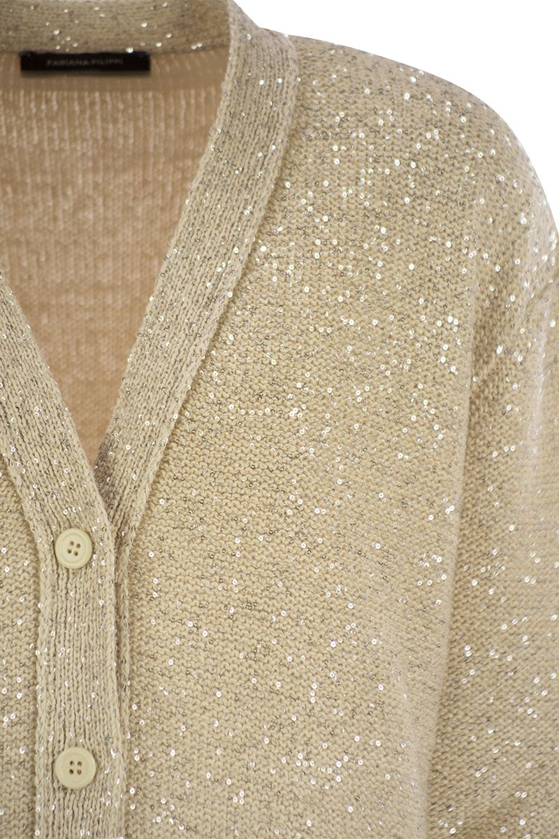 FABIANA FILIPPI Sequined V-Neck Knit Cardigan for Women