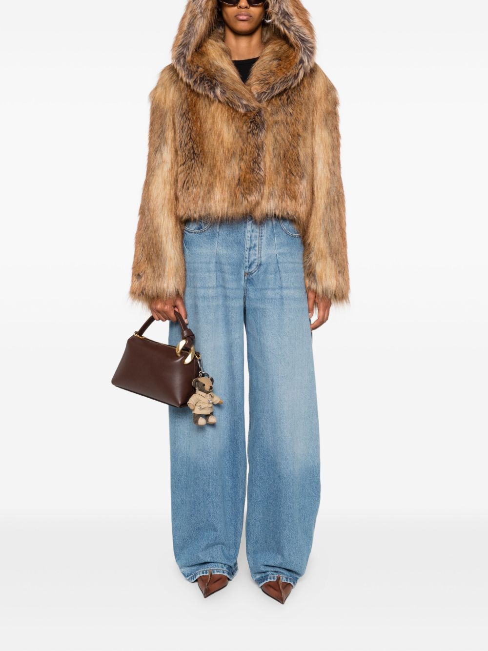 BB COUTURE Mini Ecofur Jacket with Hooded Neckline