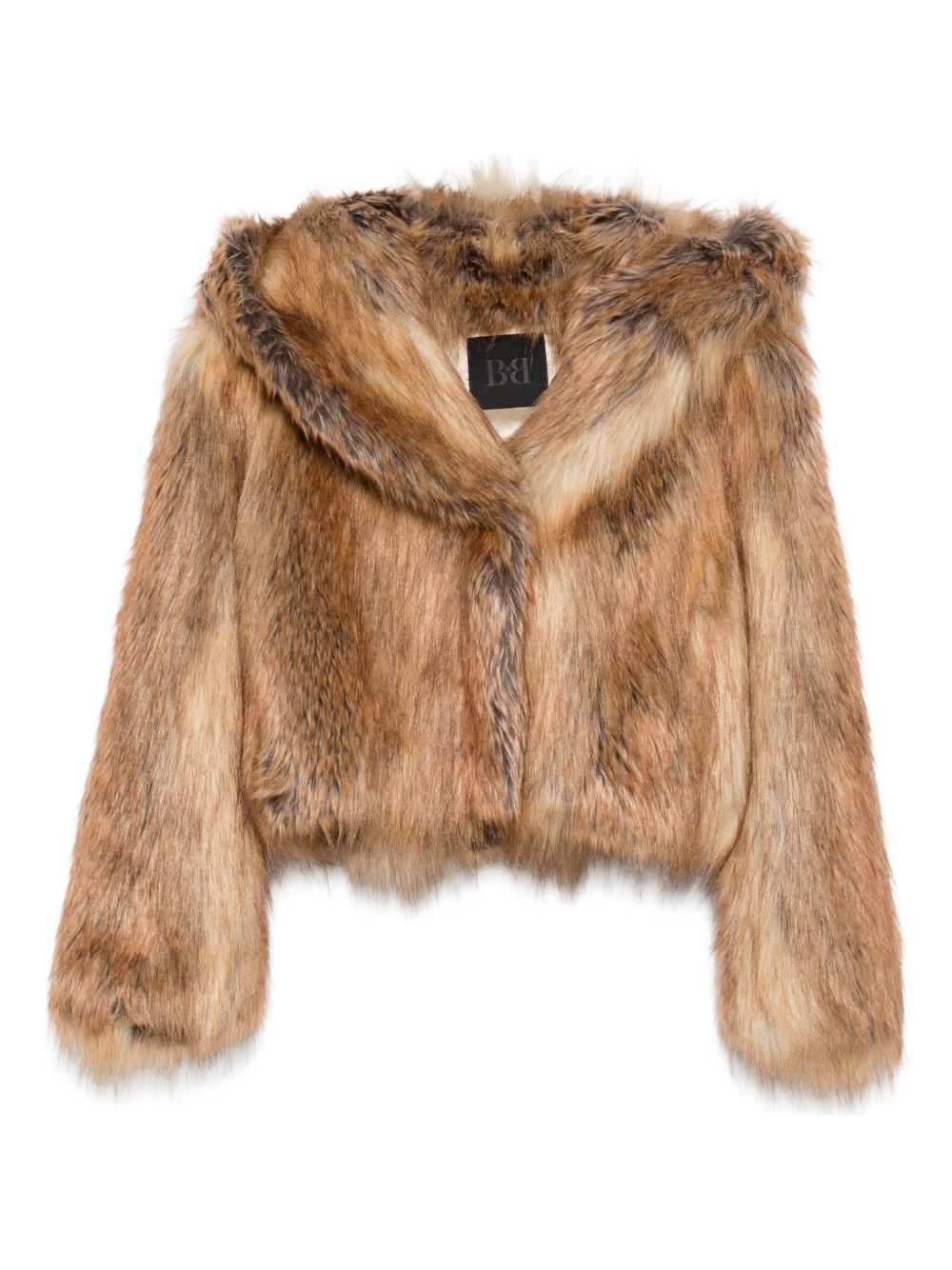 BB COUTURE Mini Ecofur Jacket with Hooded Neckline