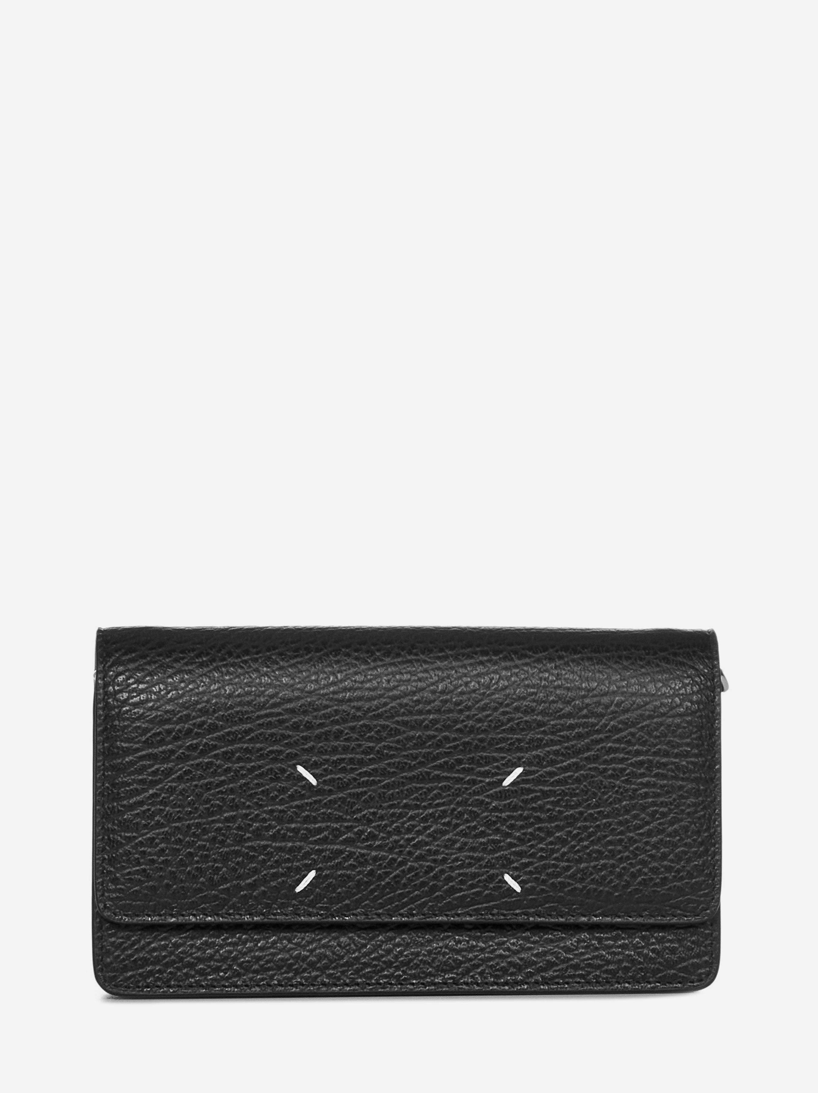 MAISON MARGIELA Grained Leather Mini Wallet with Chain Strap - 11cm x 19cm x 4cm